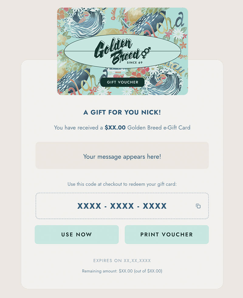 Golden Breed e-Gift Card | Aloha - Gift Cards