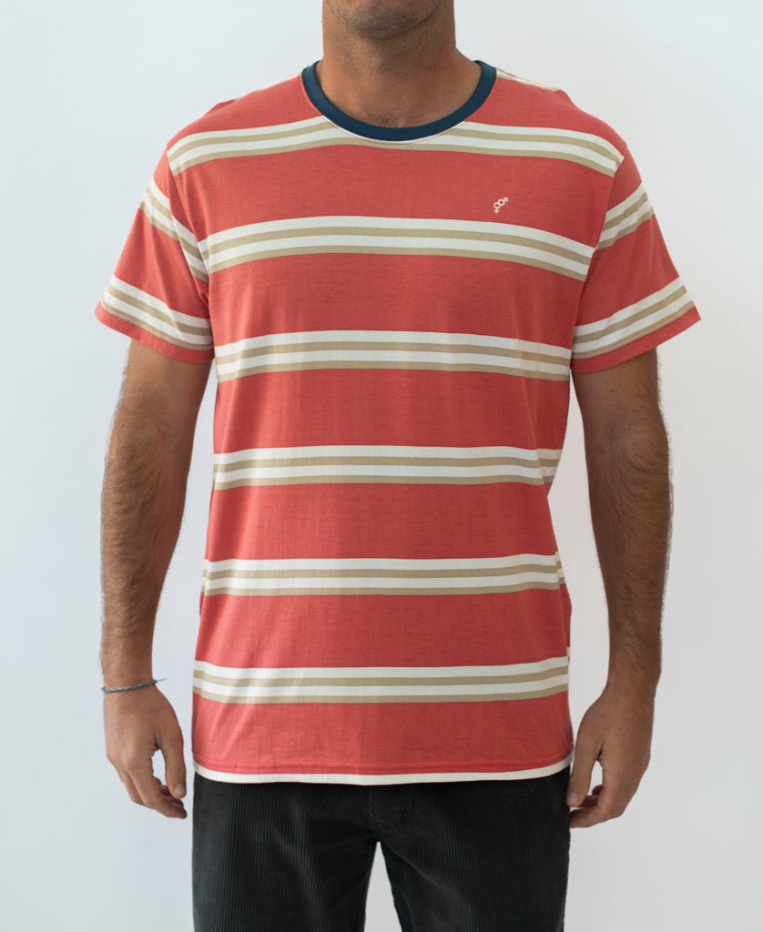 Golden Breed Bay Stripe Tee | True Red - T-Shirts