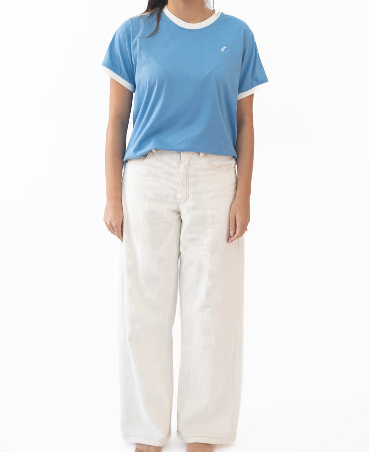 Golden Breed Becca Retro Tee | Surf Blue/Off White - T-Shirts