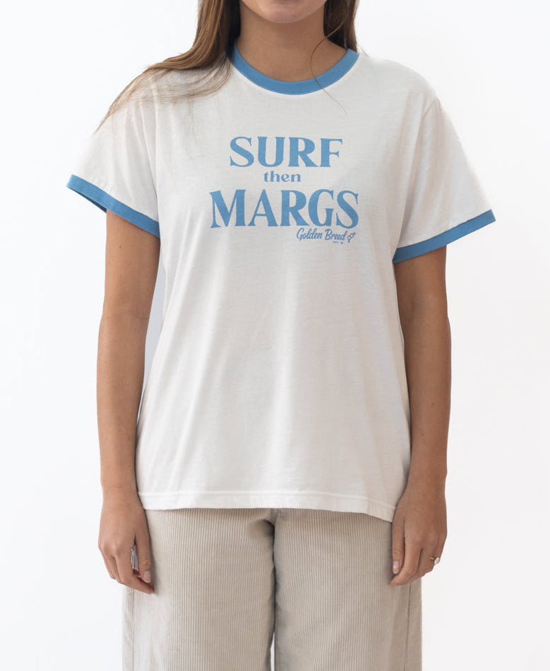 Golden Breed Becca STM Tee | Off White/Surf Blue - T-Shirts