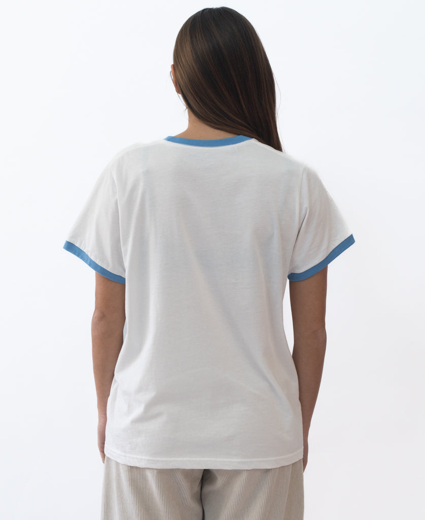 Golden Breed Becca STM Tee | Off White/Surf Blue - T-Shirts