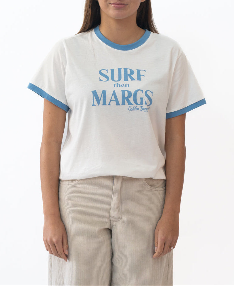 Golden Breed Becca STM Tee | Off White/Surf Blue - T-Shirts