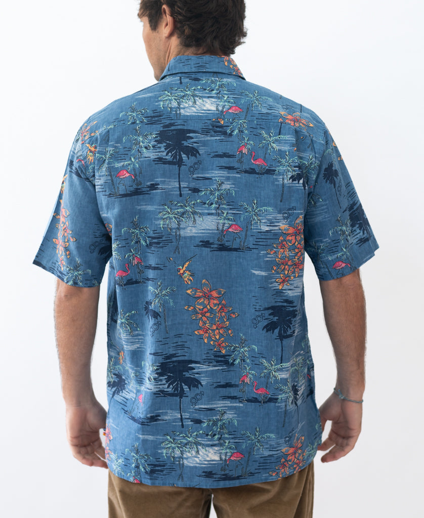 Golden Breed Flamingos Shirt | Vintage Navy - Shirts