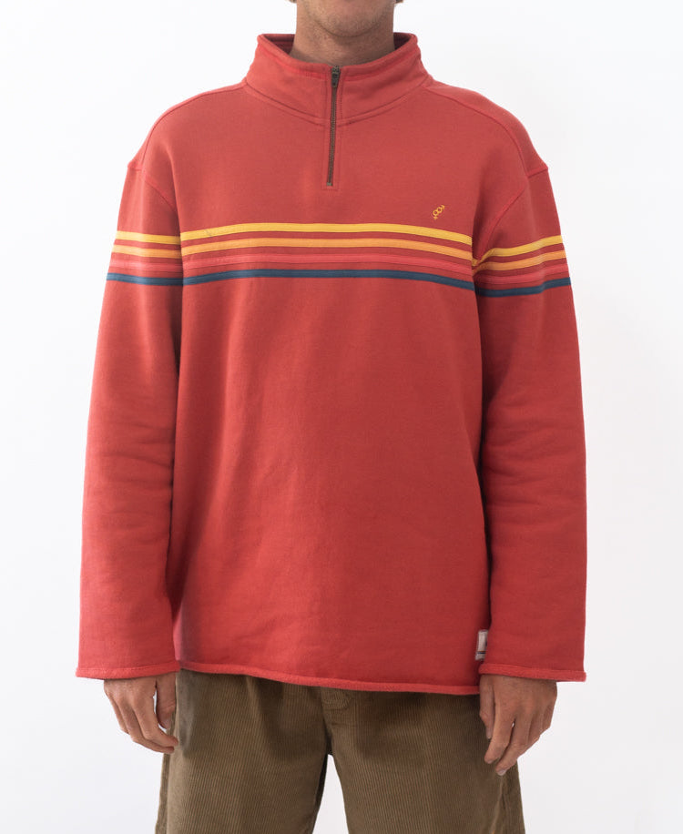 Golden Breed Fort 1/4 Zip Sweater | Wash Red - Sweaters