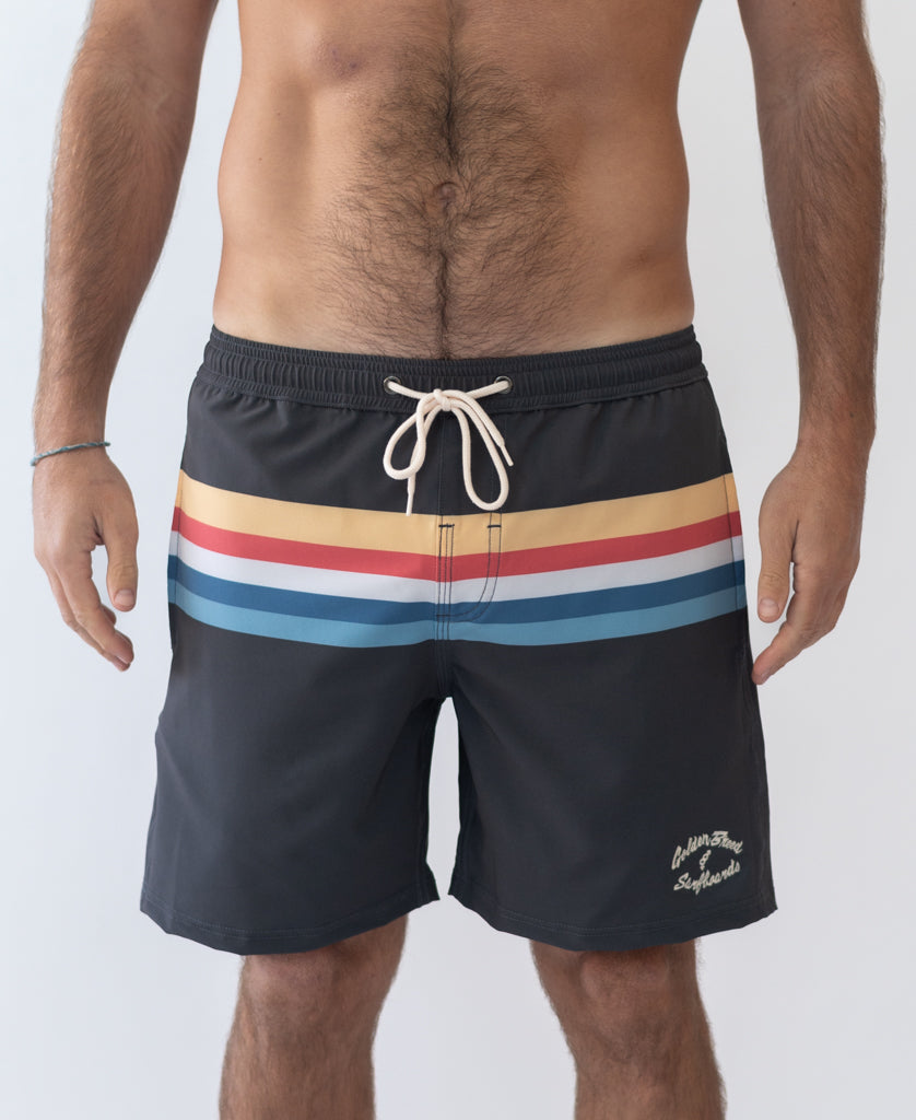 Golden Breed GoJo Elastic Waist Boardie | Wash Black - Boardshorts