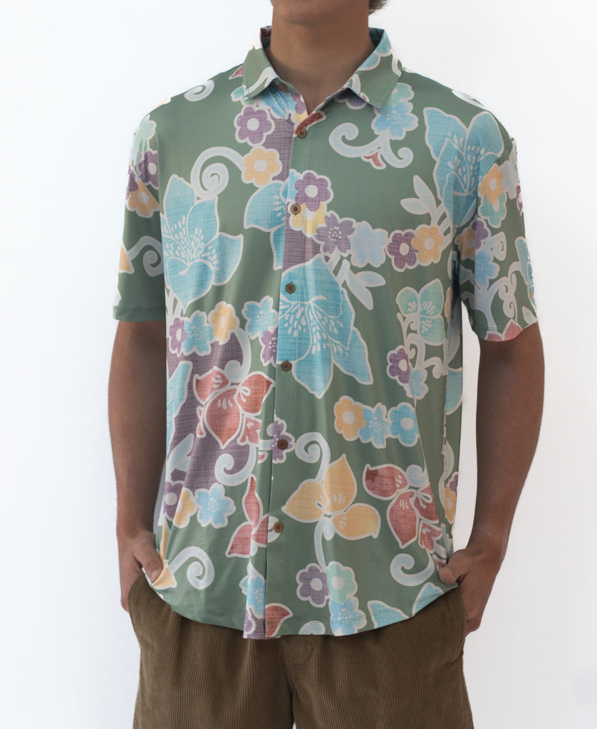 Golden Breed Gunna Batik Shirt | Leaf Green - Shirts