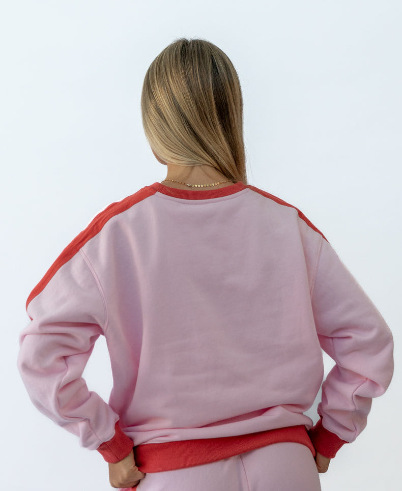 Golden Breed Koby Ringer Sweat | Baby Pink/Wash Red - Sweatshirts