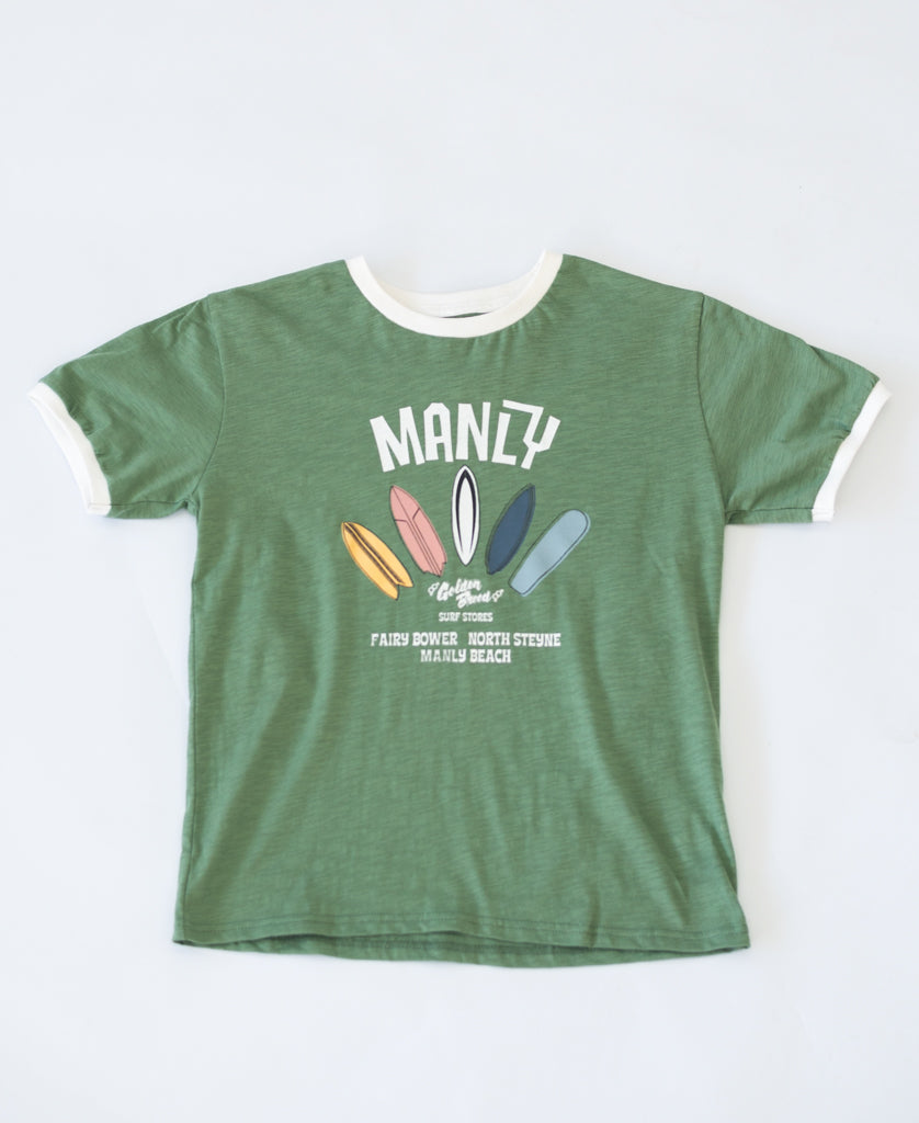 Golden Breed Manly Smurf Kids Tee | Leaf Green - T-Shirts