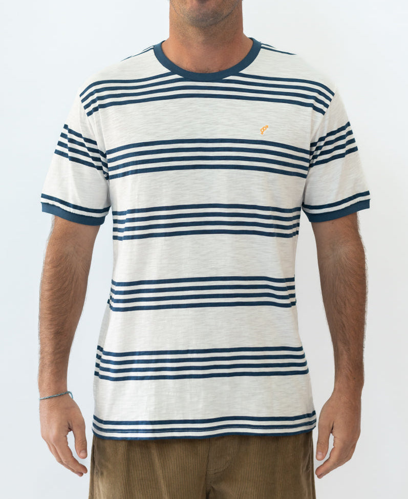 Golden Breed Seal Stripe Tee | Off White - T-Shirts