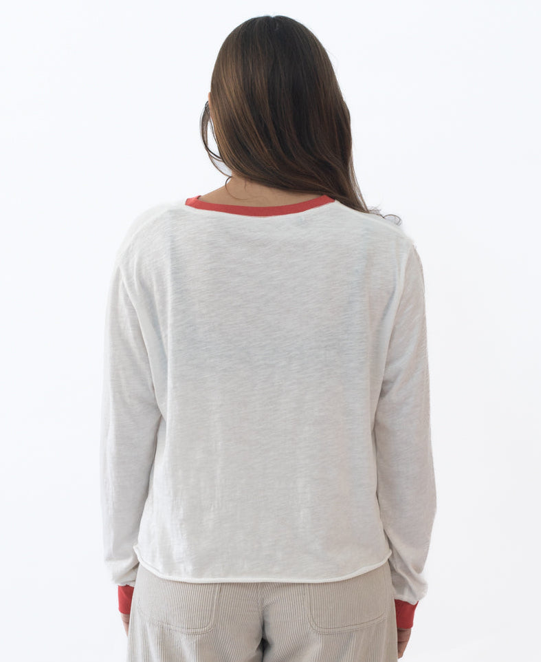 Golden Breed Stay Golden LS | Off White/Wash Red - T-Shirts