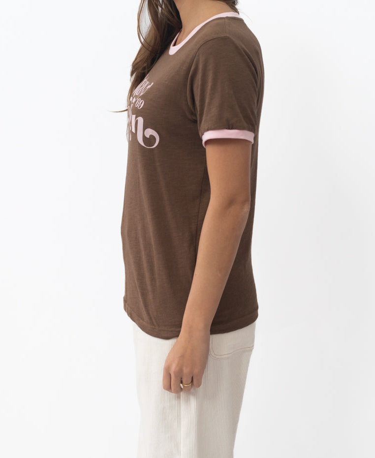 Golden Breed Stay Golden Ringer | Espresso/Baby Pink - T-Shirts