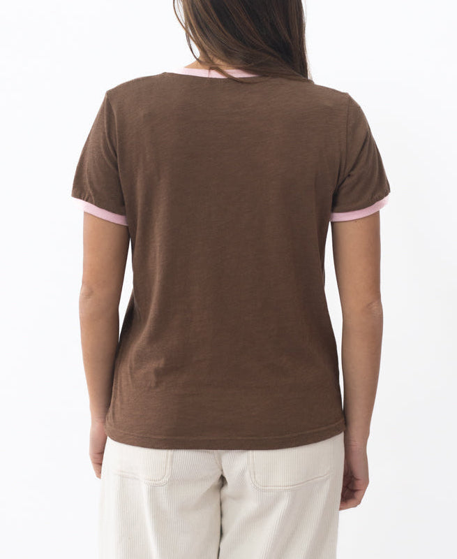 Golden Breed Stay Golden Ringer | Espresso/Baby Pink - T-Shirts