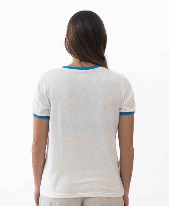 Golden Breed Stay Golden Ringer | Off White/Aqua - T-Shirts