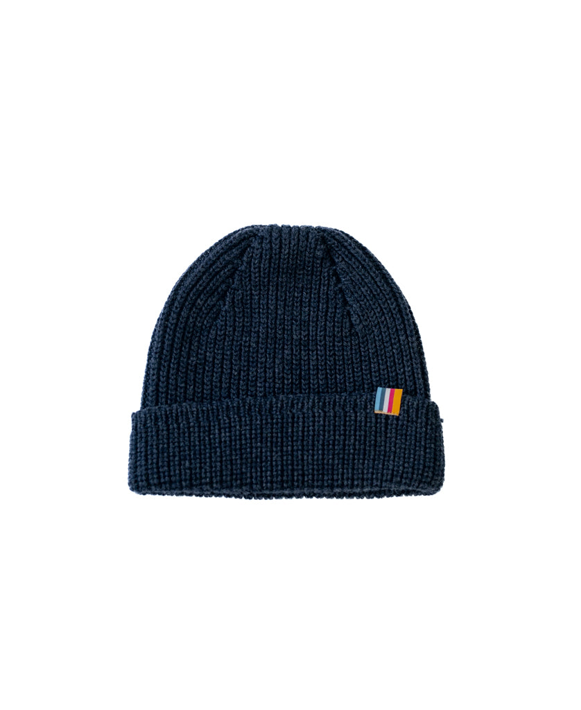 Rib Wool Beanie | Navy Marle