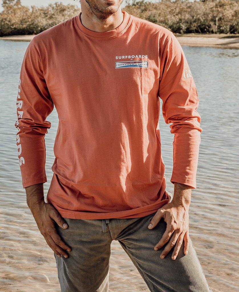 Gordon & Smith G&S Surfboard Comp LS Tee | Wash Red - T-Shirts