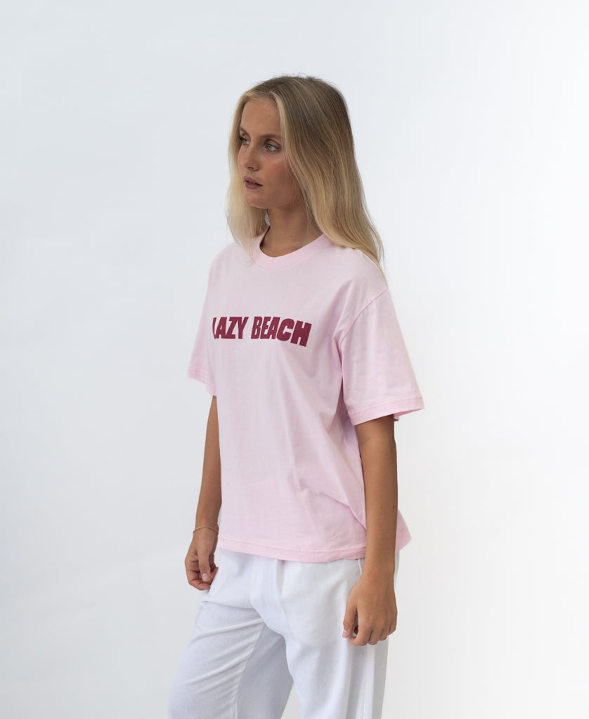 Lazy Beach LB Corp Tee | B.Pink/Dk Red - T-Shirts