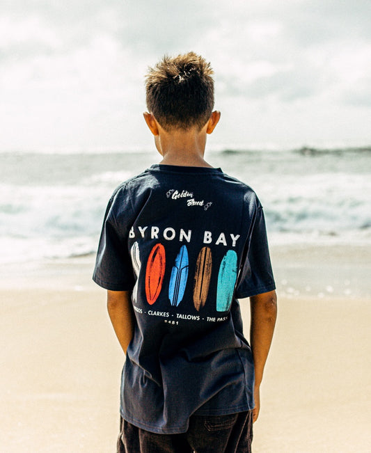 Byron Bay Boards Boys Tee | Navy-Golden Breed