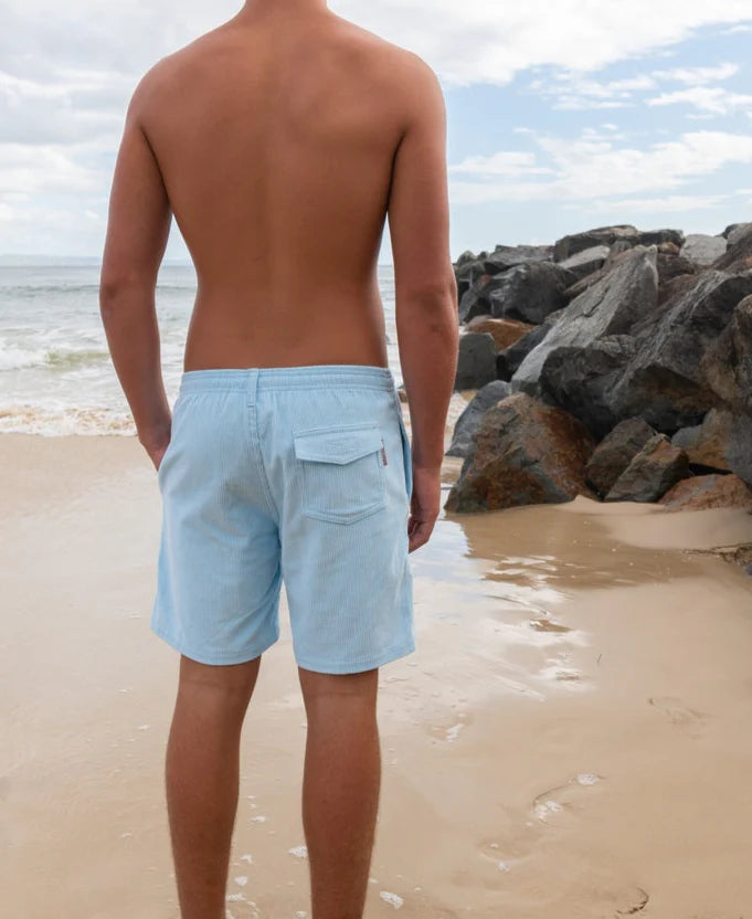 Golden Breed Floyd Cord Elastic Waist Walkshort | Sky - Shorts