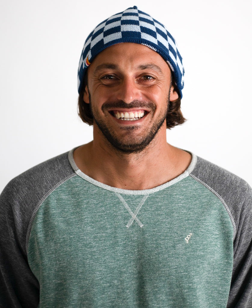 Organic Cotton Beanie | Swell Check Blue - Golden Breed