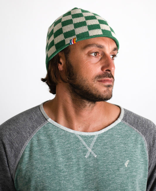 Organic Cotton Beanie | Swell Check Green - Golden Breed