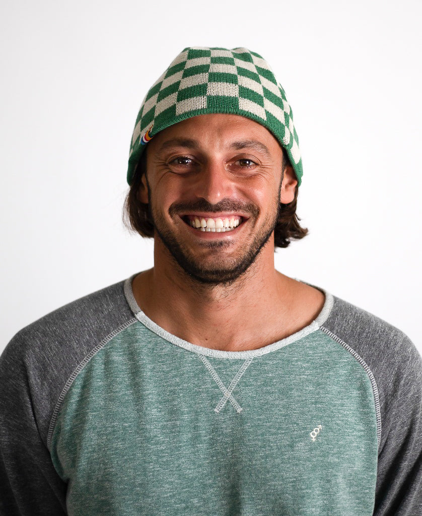 Organic Cotton Beanie | Swell Check Green - Golden Breed