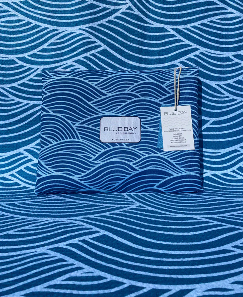 Blue Bay Bluebay Sand-Free Towel | Waves - Beach Towels