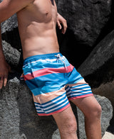 Golden Breed DL-Classic Elastic Waist Boardshort | Stripe - Boardshorts