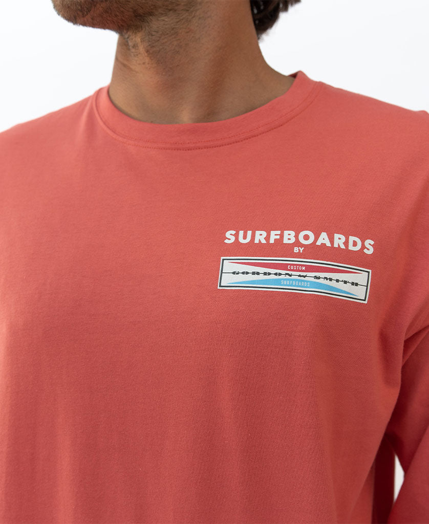 Gordon & Smith G&S Surfboard Comp LS Tee | Wash Red - T-Shirts