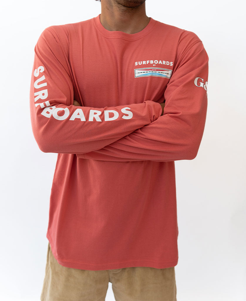 Gordon & Smith G&S Surfboard Comp LS Tee | Wash Red - T-Shirts