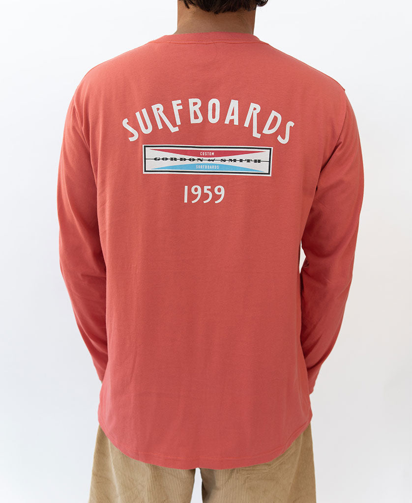 Gordon & Smith G&S Surfboard Comp LS Tee | Wash Red - T-Shirts