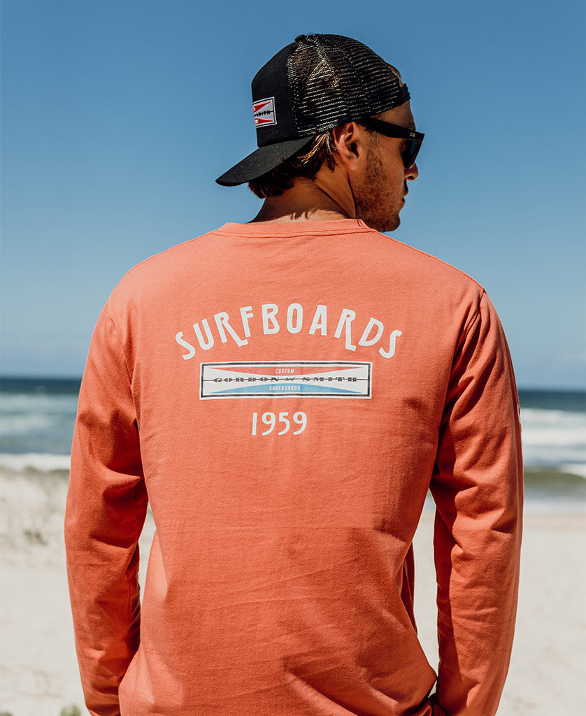 Gordon & Smith G&S Surfboard Comp LS Tee | Wash Red - T-Shirts