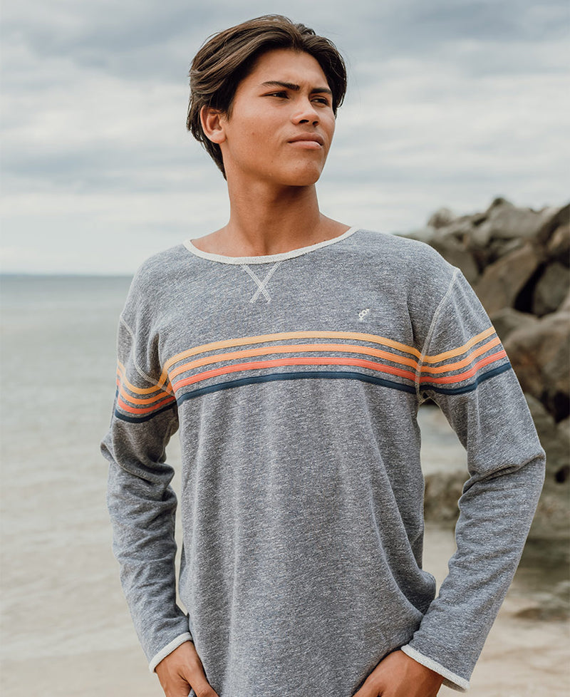Long Island Rag Top | Navy Marle Stripe | Golden Breed