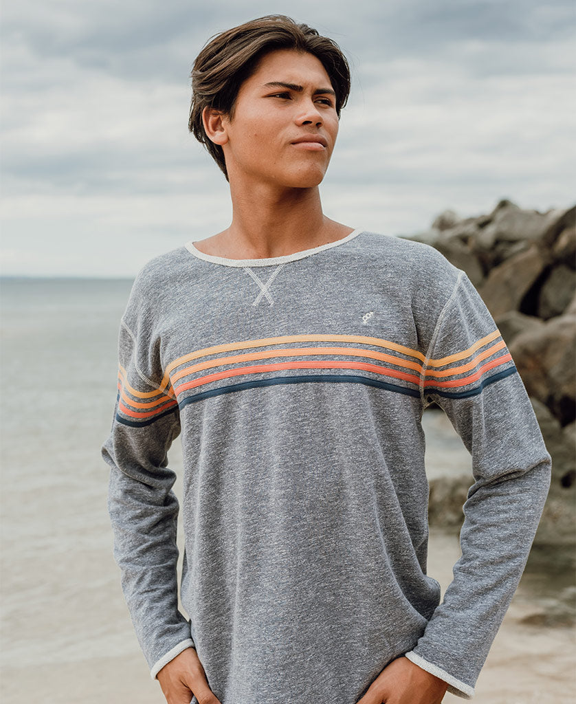 Long Island Rag Top | Navy Marle Stripe - Golden Breed