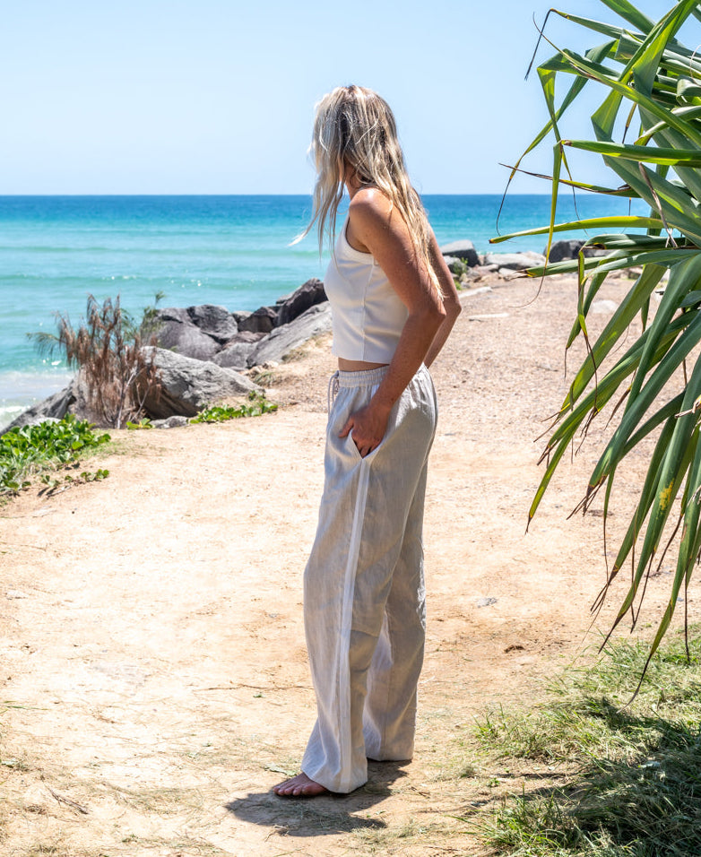 Gigi Retro Linen Pant | Natural
