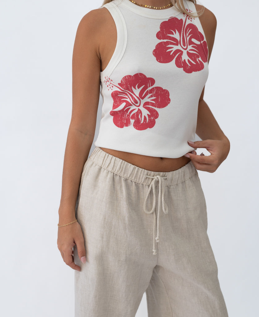 Rosa Hibiscus Tank | Wash Red
