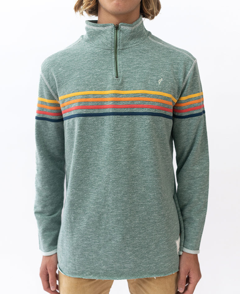 Golden Breed Long Island 1/4 Zip Rag Top | Surf Green Marle - Sweatshirts