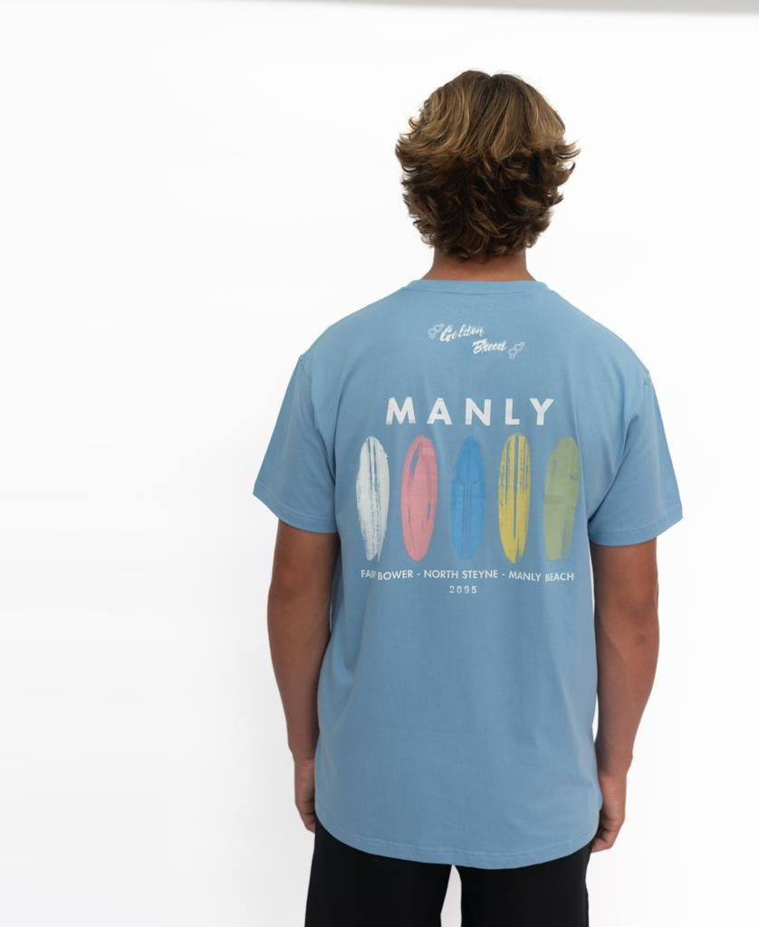 Manly Boards Tee | Azure Blue