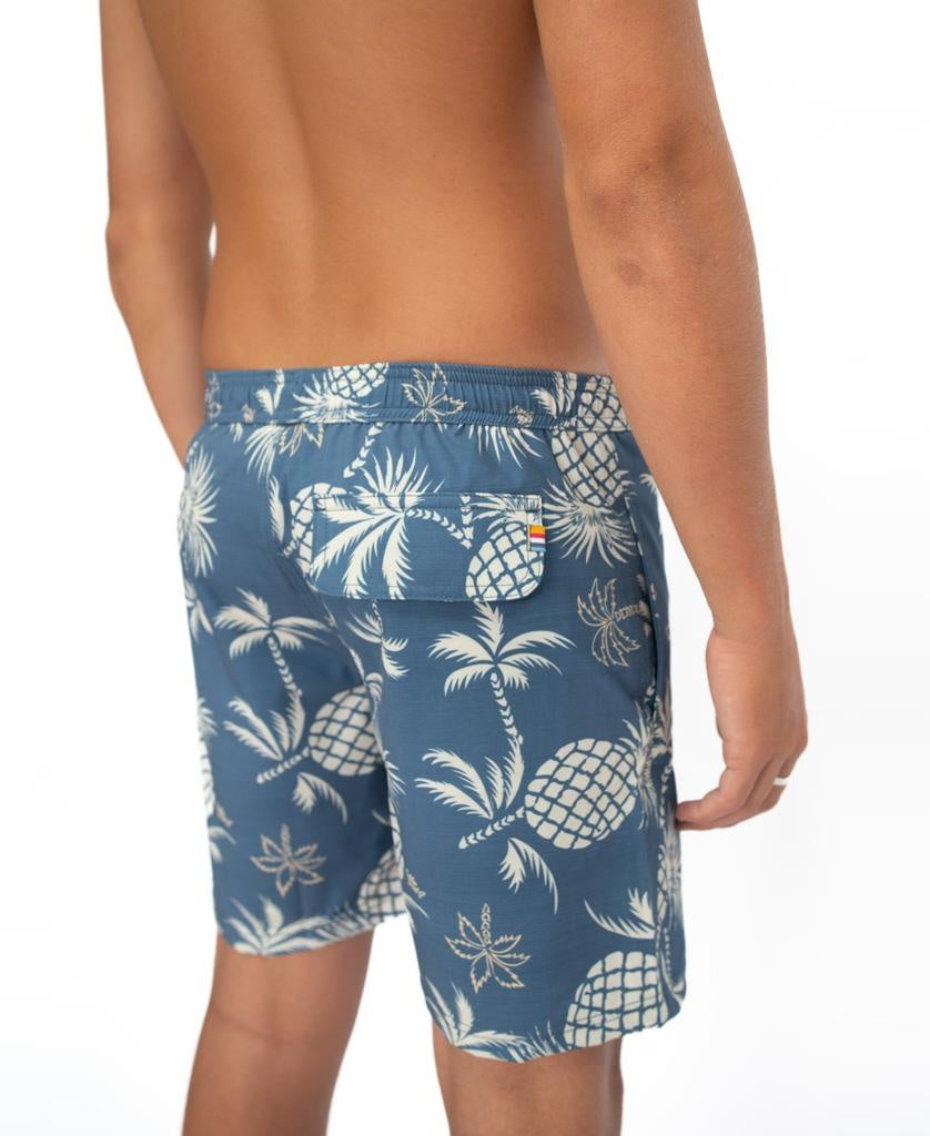 Pine-Palm Elastic Waist Boardie | Dusty Blue