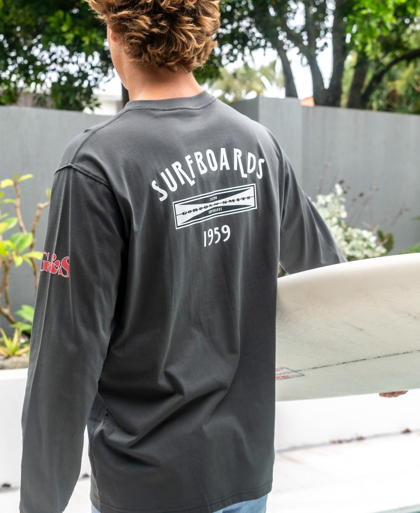 G&S Surfboards Comp LS Tee | Wash Black