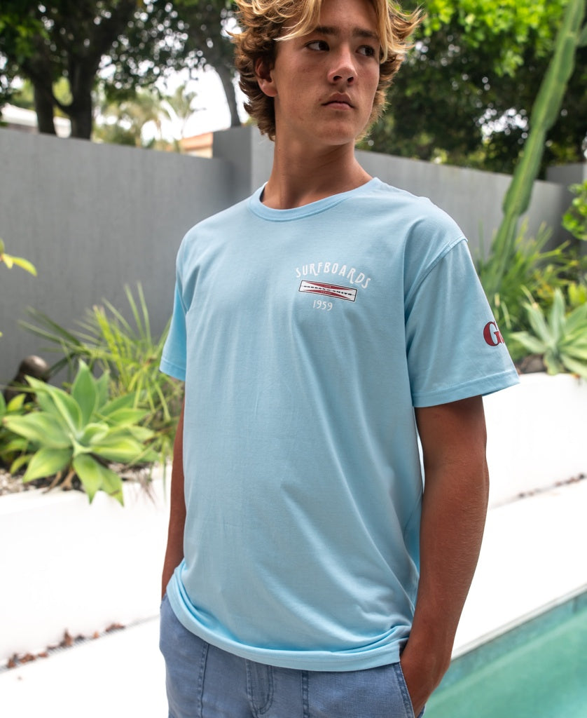 G&S Surfboards Tee | Turquoise-Golden Breed