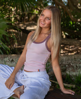 Golden Breed Flick Ringer Tank | Baby Pink / Plum - Tank Tops