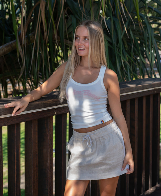 Gigi Retro Linen Mini Skirt | Natural