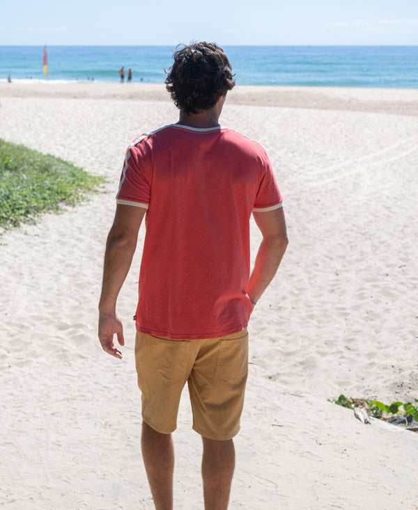 Retro Ringer Tee | Wash Red | Golden Breed