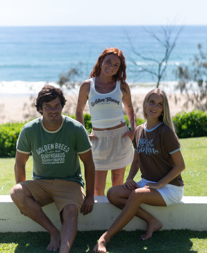 Golden Breed Kai Ringer Tee | Leaf Green - T-Shirts