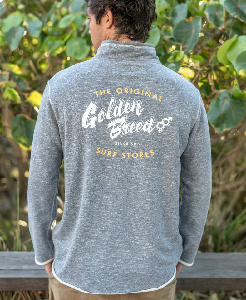 Golden Breed Break 1/4 Zip Rag Top | Navy Marle - Sweatshirts