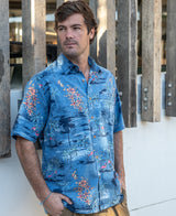 Golden Breed Flamingos Shirt | Vintage Navy - Shirts
