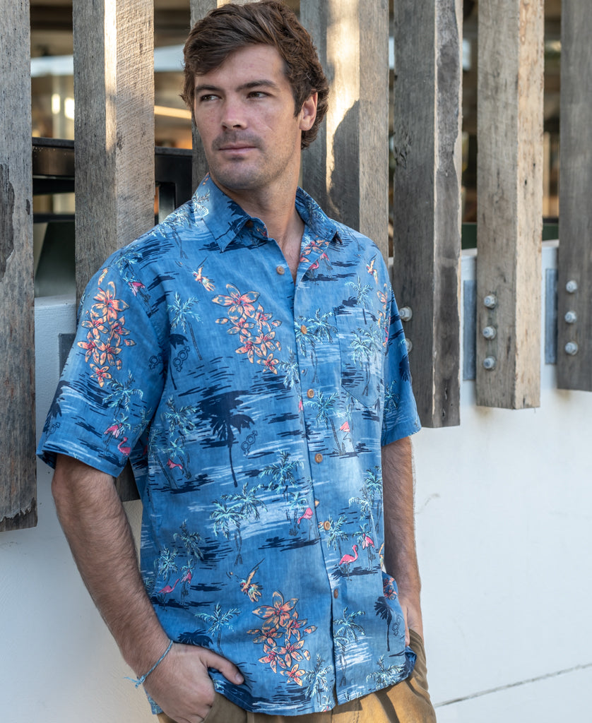 Golden Breed Flamingos Shirt | Vintage Navy - Shirts