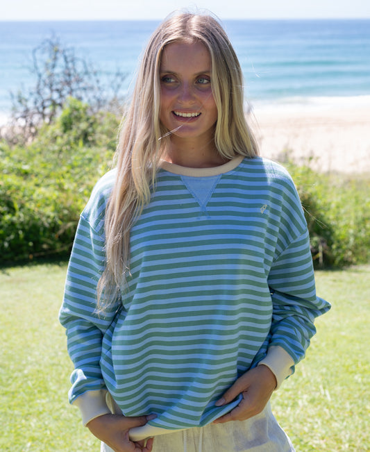 Ralph Stripe Ringer Crew | Finch / Moss