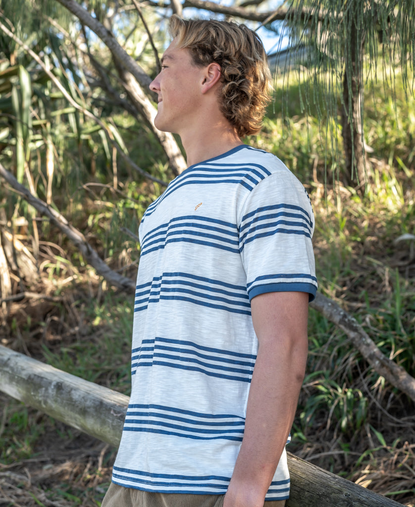 Golden Breed Seal Stripe Tee | Off White - T-Shirts