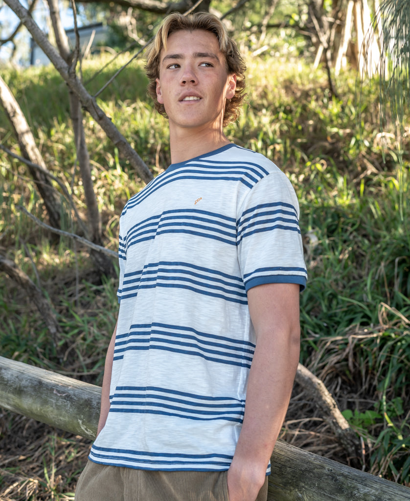 Golden Breed Seal Stripe Tee | Off White - T-Shirts